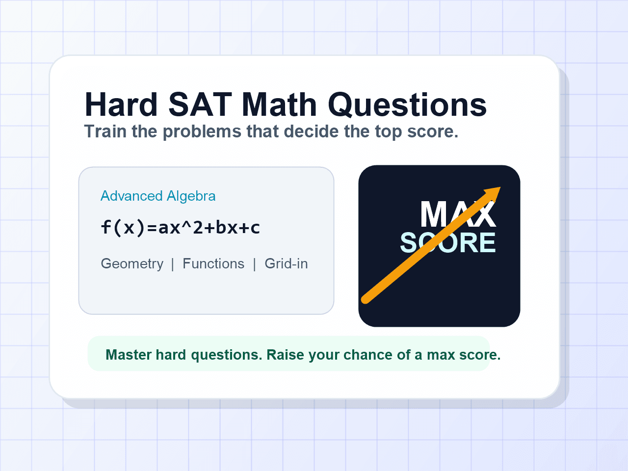 Hard SAT Math questions increase the chance of a maximum score